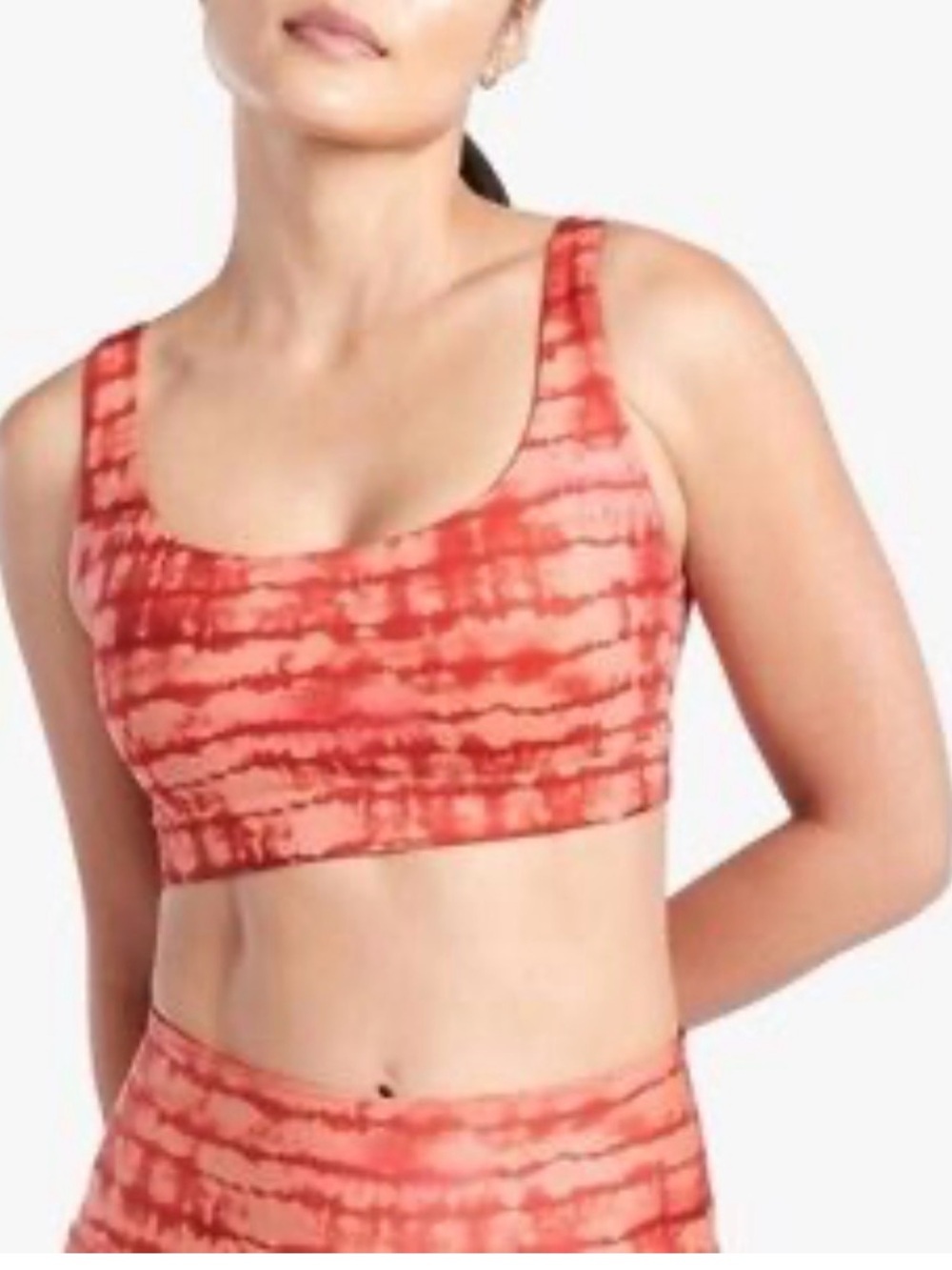 Athleta Exhale Printed Sports Bra Tahiti Island Coral tie-dye size XS